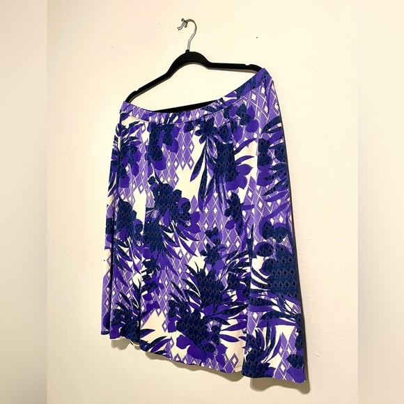 JACLYN SMITH FLORAL PURPLE MIDI SKIRT SUMMER SPRING OFFICE SIZE XXL - Picture 3 of 8